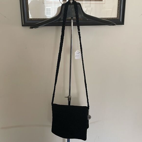 The Sak small cross body small black crochet zipper 7.5 x7.5 19” drop - Picture 1 of 9